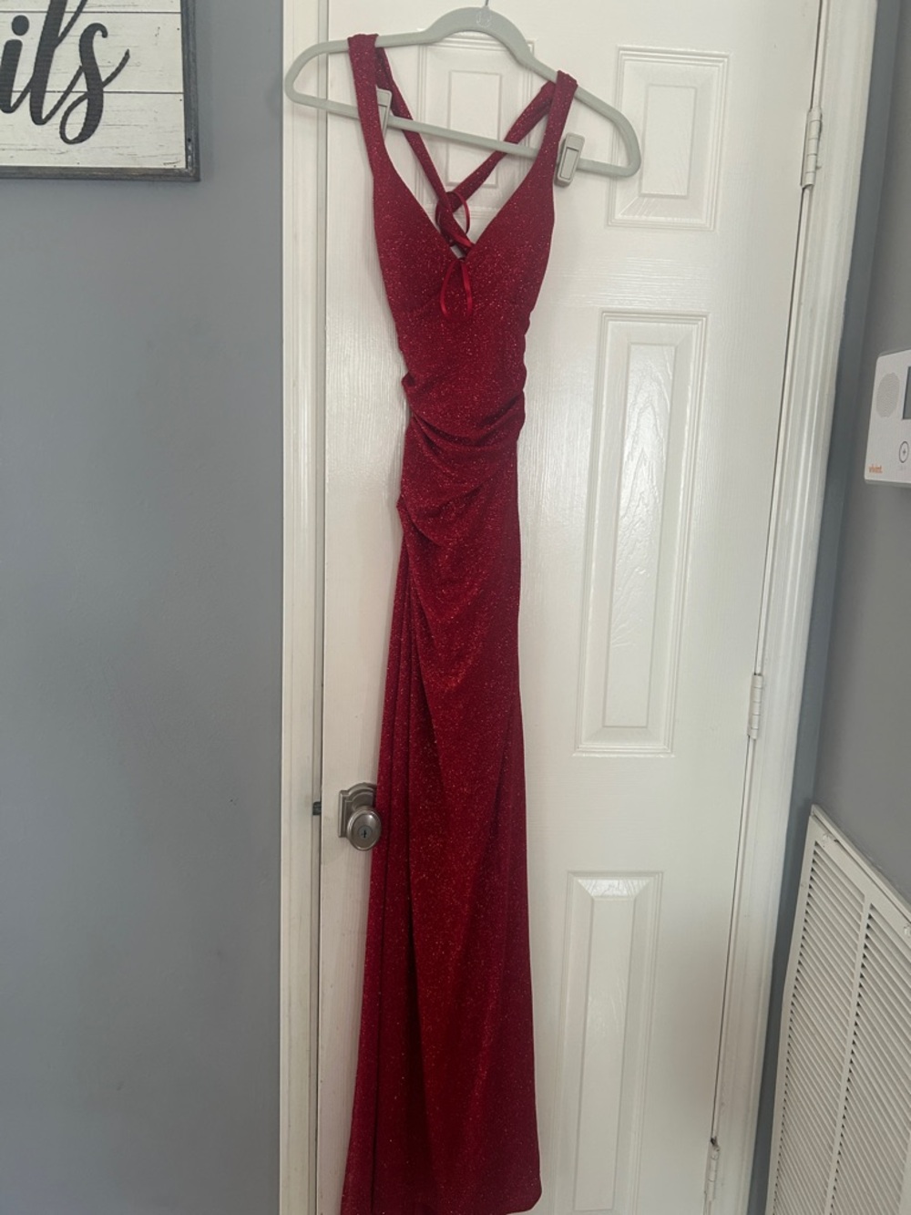 Windsor Sparkling Wine-Red V-Neck Prom Gown